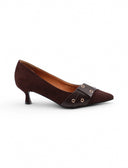 Décolleté kitten heels marrone da donna