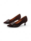 Décolleté kitten heels marrone da donna