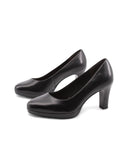 Décolleté nera in pelle con plateau